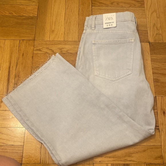 Zara light blue white leg crop jean - Picture 4 of 4